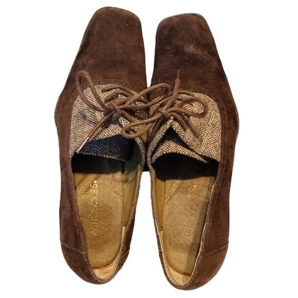 Aerosoles Cincinnati Oxfords Lace Up Square Toe Chunky Heels Brown Womens 8.5M - Picture 5 of 7